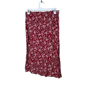 SAG HARBOR Red‎ Patterned Floral Paisley Vintage Maxi Skirt Petite Small
